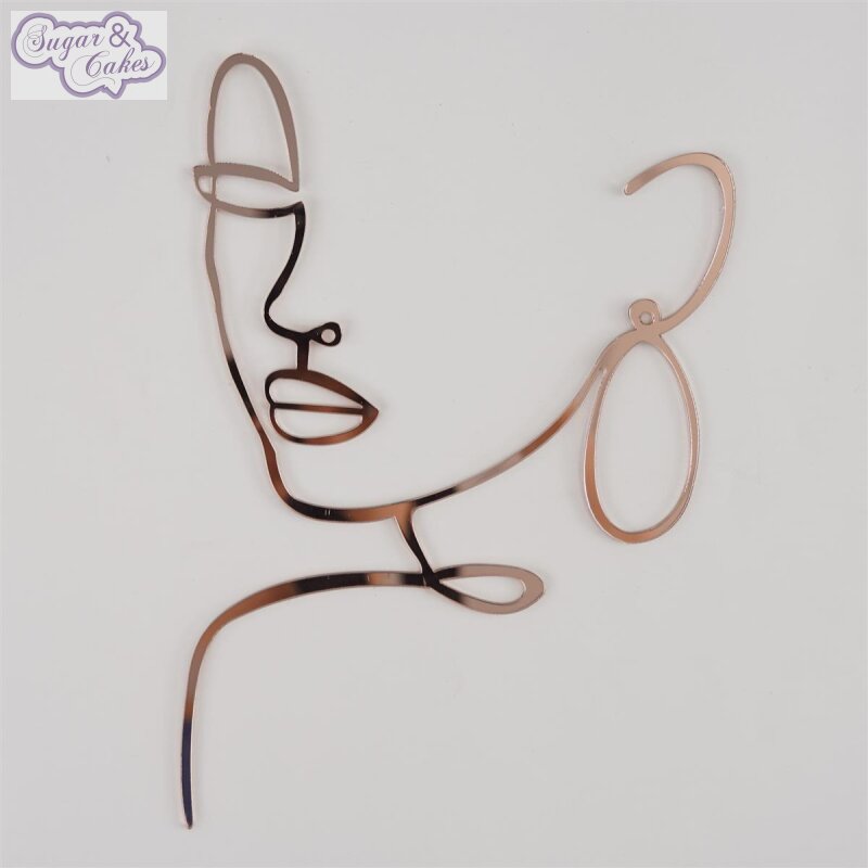 Cake Topper Silhouette Woman Rose