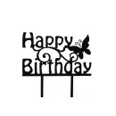 Cake Topper Happy Birthday Schmetterling schwarz
