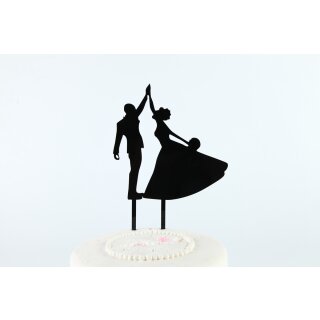 Cake Topper Brautpaar Hochzeit Pärchen tanzend schwarz