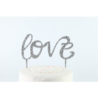 Cake Topper Love silber