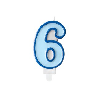 Geburtstagskerze Zahlenkerze Blau - Nummer 6