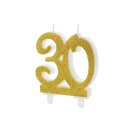 Geburtstagskerze Zahlenkerze Glitter Gold - Nummer 30