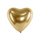 50 Glänzende Ballons Herz Gold Party - 30 cm