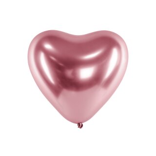 50 Glänzende Ballons Herz Rosegold Party - 30 cm