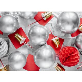50 Glnzende Ballons Rund Silber Party - 30 cm