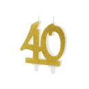 Geburtstagskerze Zahlenkerze Glitter Gold - Nummer 40