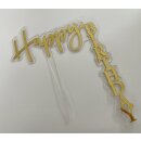 Cake Topper Acryl Happy Birthday gold