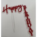 Cake Topper Acryl Happy Birthday Red