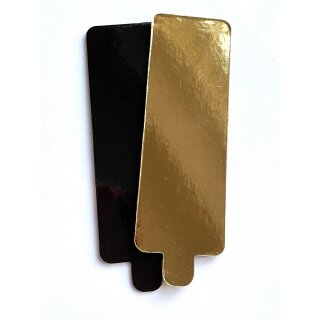 100 Törtchenunterlagen Untersetzer Eclair mit Lasche 13 x 4,5 cm, 1,5 mm Lang - gold/schwarz