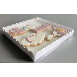 Keksbox Cookie Schachtel Transparent - 12,3 x 12,3 x 2,5 cm