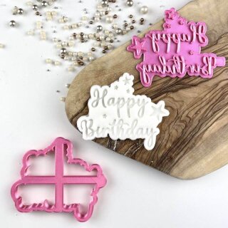 2 Set Cookie Cutter & Stamp Happy Birthday with Stars