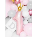 Folienballon NR 1 mit Krönchen 37x100 cm - Rosa 