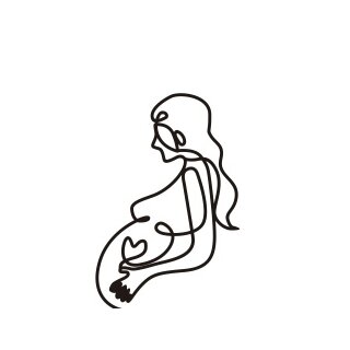 Cake Topper Line Art Silhouette - Pregnant Woman