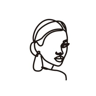 Cake Topper Line Art Silhouette - Woman with Hair