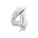 XXL Folienballon Nr 4 ,  86 cm - Silber