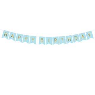 Banner Happy Birthday 15 x 175 cm - Hellblau 