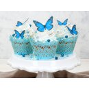 Wafer Paper Schmetterlinge Blau ausgestanzt - 29 Stück
