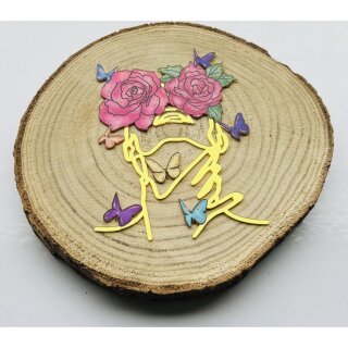 Cake Topper Line Art Silhouette - Roses / Butterfly