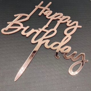 Cake Topper Acryl Happy Birthday - Rose