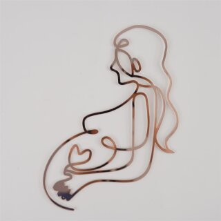 Cake Topper Line Art Silhouette - Pregnant Woman - Rose