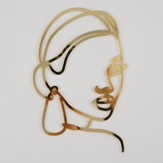 Cake Topper Line Art Silhouette - Woman with Hair - Gold