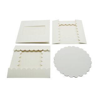 Tortenkarton 20,3 x 20,3 x 20,3 cm + Cake Card - Weiß gewellt