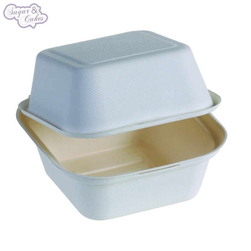 Bento Cake Box XXL Burger Box 17,6 x17,6 x13 cm Zuckerrohr