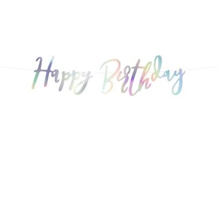 Banner Happy Birthday 16,5  x 62 cm - irrisierend 