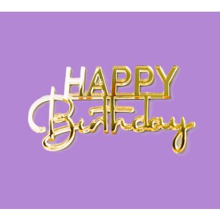 Cake Topper Acryl Gold 7 cm "Happy Birthday" - 5 Stk.