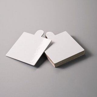 100 Törtchenunterlagen Untersetzer mit Lasche 7,5 x 7,5 cm, 1,5 mm Quadrat weiß