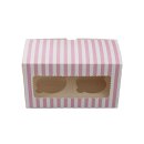 Cupcake Muffin Box 2er Cup 17,5 x 8,5 x 10 cm- PinkStripe