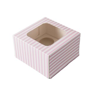 Cupcake Muffin Box 4er Cup 17 x 17 x 8 cm - PinkStripe