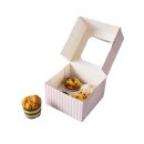 Cupcake Muffin Box 4er Cup 17 x 17 x 8 cm - PinkStripe