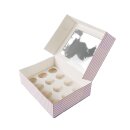 Cupcake Muffin Box 12 Cup 34 x 26 x 10 cm - PinkStripe