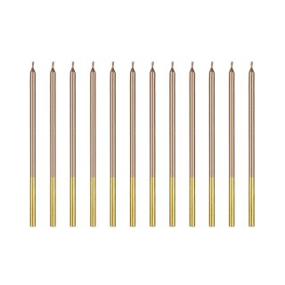 Geburtstags Kerzen rosegold Fuß gold 14 cm - 12 Stk.