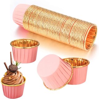 Cupcake Muffin Backförmchen Tasse 50 Stück - pink/gold