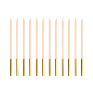 Geburtstags Kerzen Beige Fuß gold 14 cm - 12 Stk.