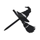 Cake Topper Halloween - Hexenhut auf Besen