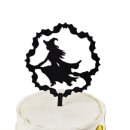 Cake Topper Halloween - Hexe im Fledermauskreis