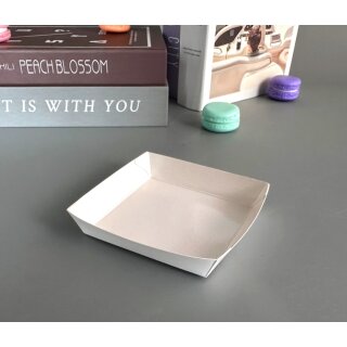 100 Törtchen-Schale Teller Quadrat 8 x 8 cm fettdicht - weiß