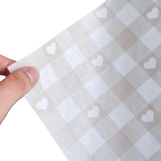 Fettpapier Einschlagpapier 25  x 25 cm - 50 Blatt - Karo mint/Beige