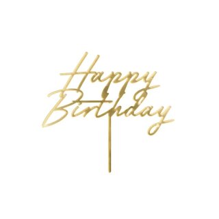 Cake Topper Gold Acryl - Happy Birthday