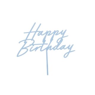 Cake Topper Nebelblau Acryl - Happy Birthday