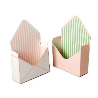 Brief Box Patisserie 23cm x H 8cm Rosa/grün gestreift