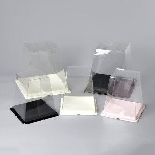 Tortenbox Transparent 23,5 x 23,5 x 21 cm - TRAPEZ Beige