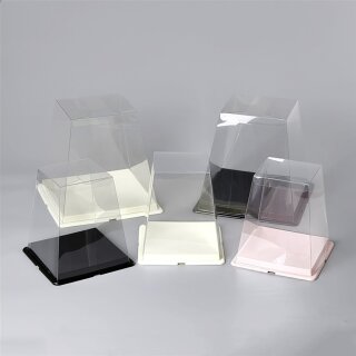 Tortenbox Transparent 17  x 17 x 17 cm - TRAPEZ Rosa