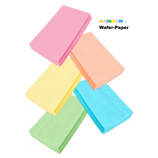 RAINBOW Wafer Paper Oblatenpapier DIN A4, 0,30 mm  - MIX 100 Blatt