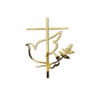 Cake Topper Kommunion Taufe Acryl - Kreuz Taube Gold