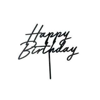 Cake Topper  Schwarz Acryl - Happy Birthday