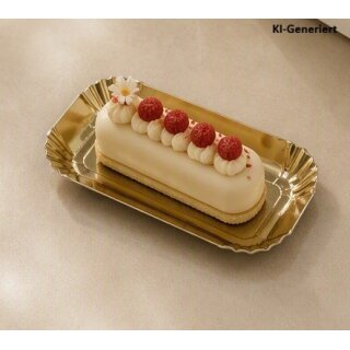 50 Mini Törtchenteller Gebäckschale fettdicht rechteckig 12x7,5 cm - Gold